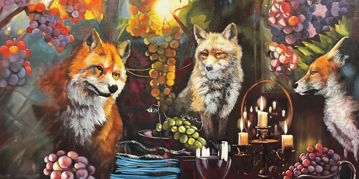 mixed media fox painting by Elli Milan