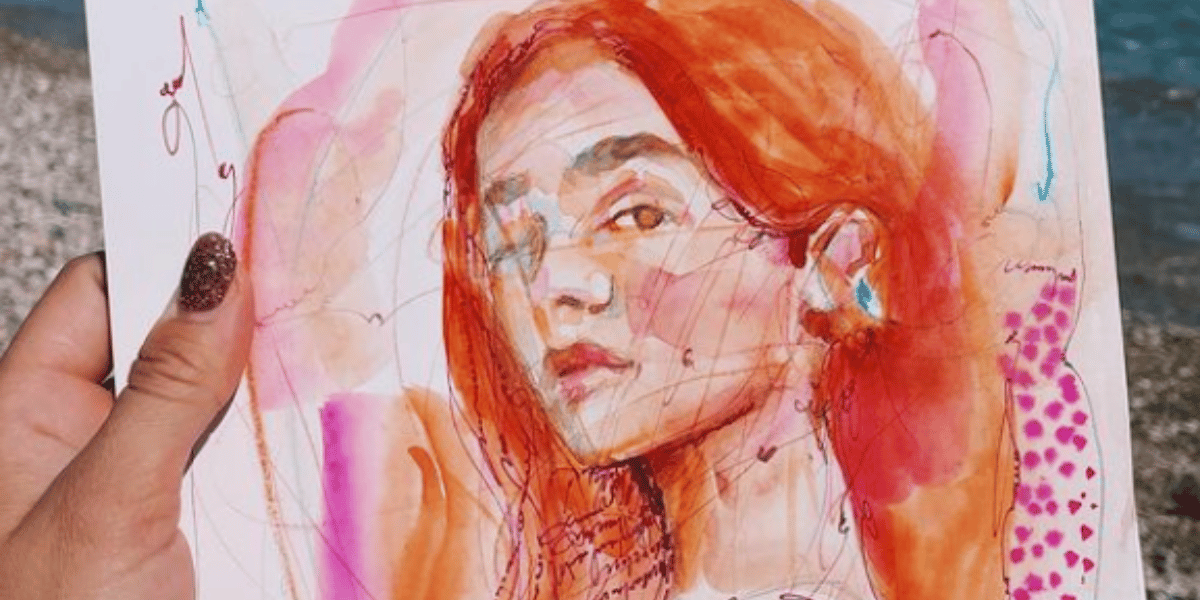 Mixed media portrait sketch