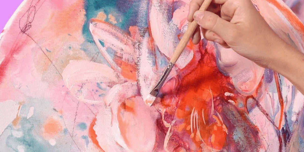 Making pink paint for flower paintings