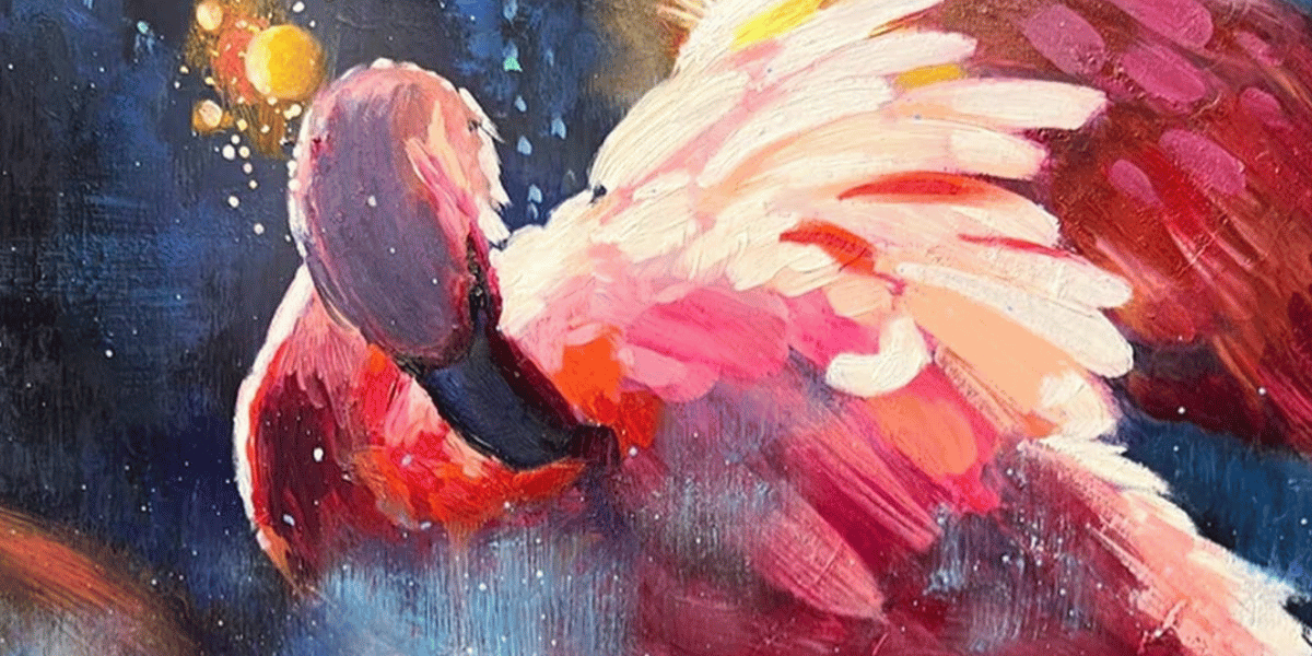 Pink flamingo painting