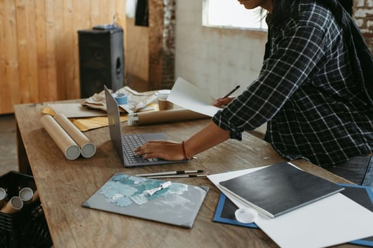 Artist working on computer